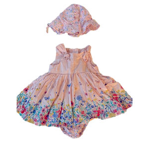 H & M Floral Dress and sun hat 6-9 months